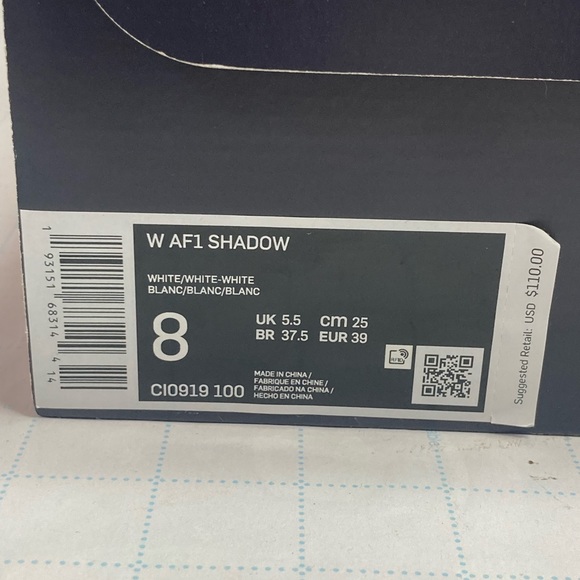 CUSTOM NIKE AIR FORCE 1 Shadow Triple White CI0919 100 Women size 8 - Picture 11 of 12